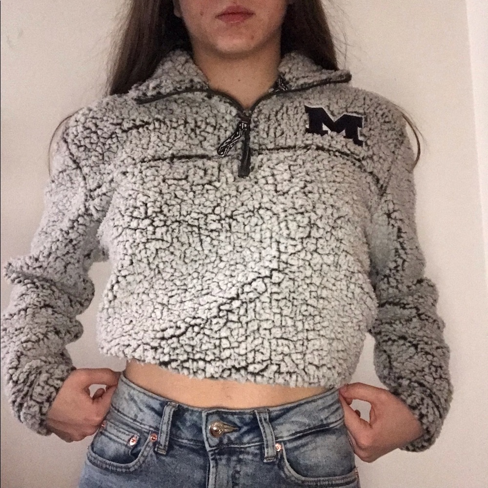 fuzzy grey sweater